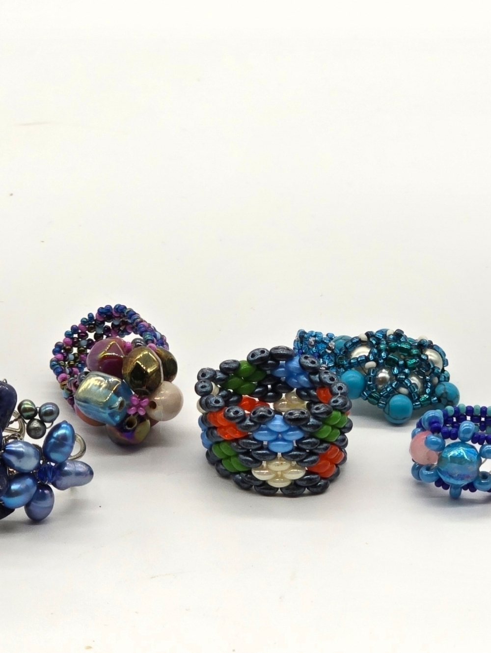 4 Assorted Beaded Statement Rings - Picture 4 of 4